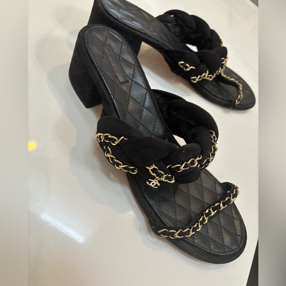 Chanel blocked mules